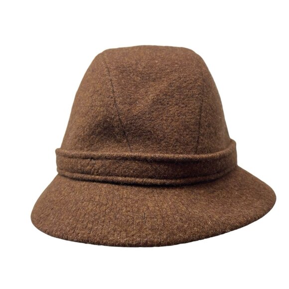 Kangol Design Tweed Wool Brown Fedora Walking Hat Cap 7 1/4 Vtg Retro England - Picture 4 of 8